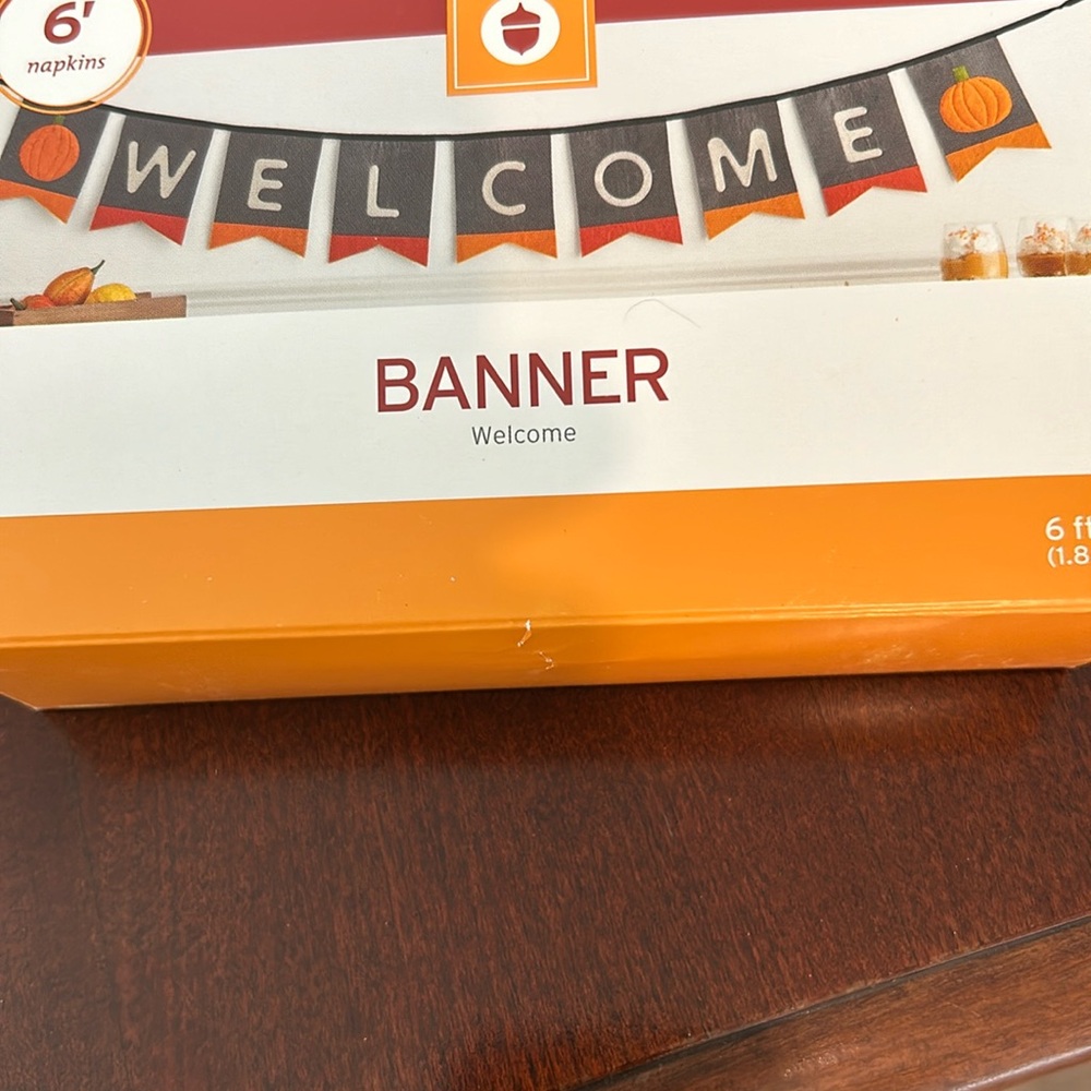 New Fall Welcome Banner Pumpkin Themed Felt Nice Quality Seasonal Accent 6’ Long